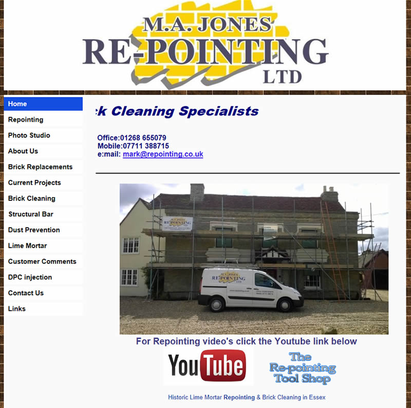 Chelmsford Essex Web Design - M A Jones Repointing Limited